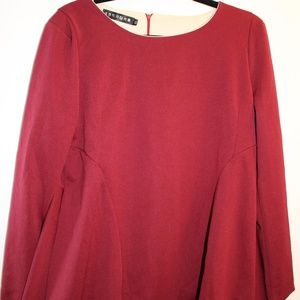 Dark Red Flared Blouse